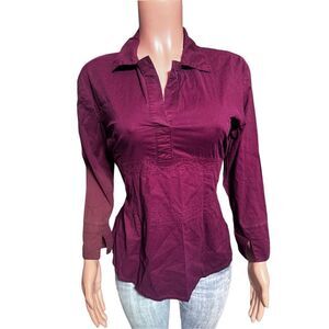 Pulp women Merlot long sleeve tie back pullover shirt M